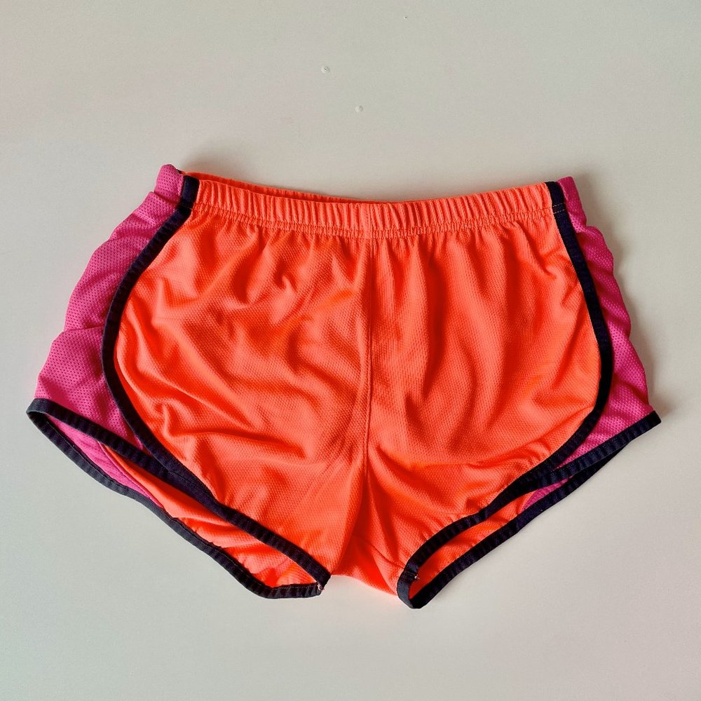 Women Orange/Magenta Running Workout Shorts with Built-in Liner | Small